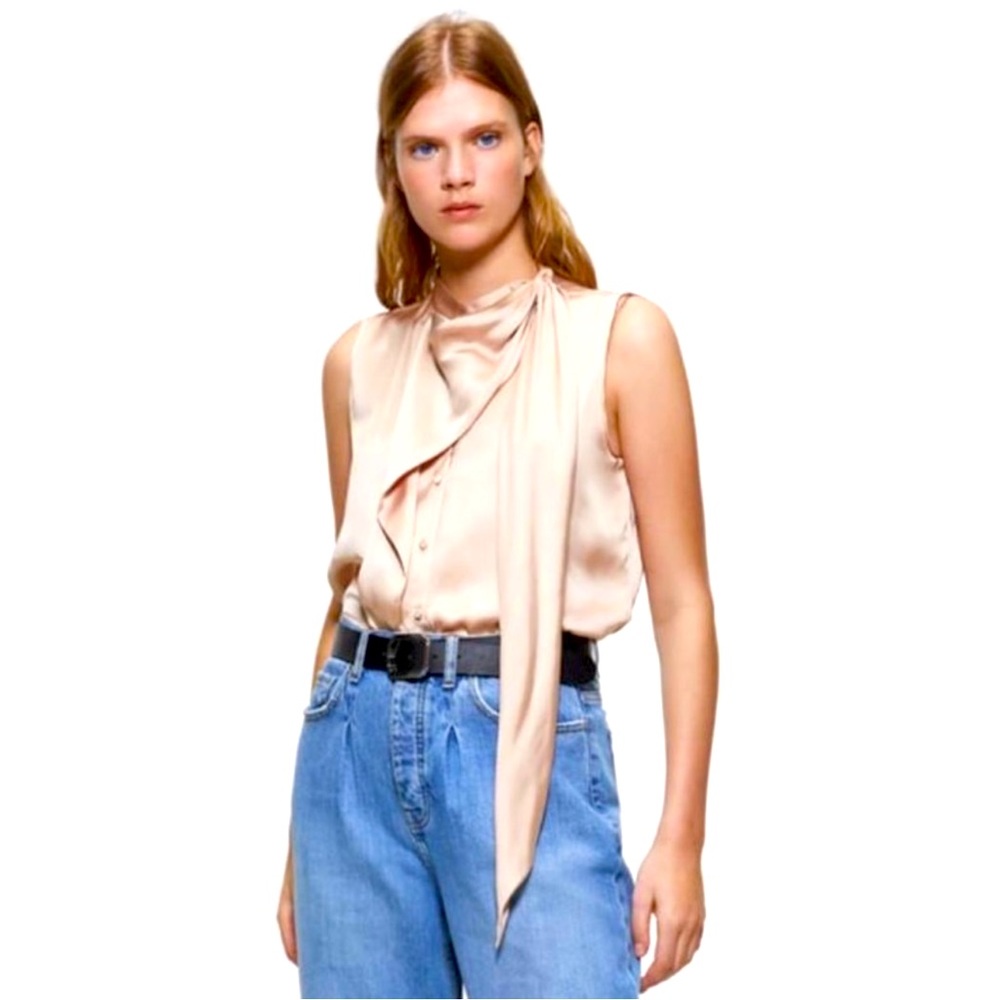 Zara Beige Satin Effect Blouse